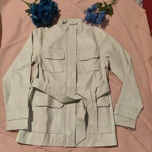 A New Day Anorak Faux Leather Frontier Jacket Coat Full Zip Tie Front NWT - XS